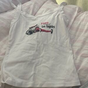 PacSun White and Pink Los Angeles Tank Top